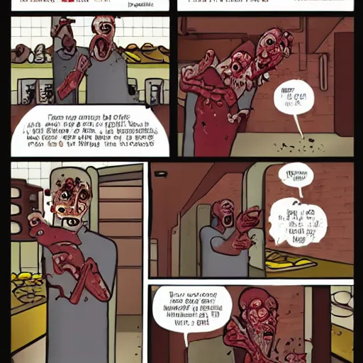 Image similar to zombie working in a bakery by robert kirkman