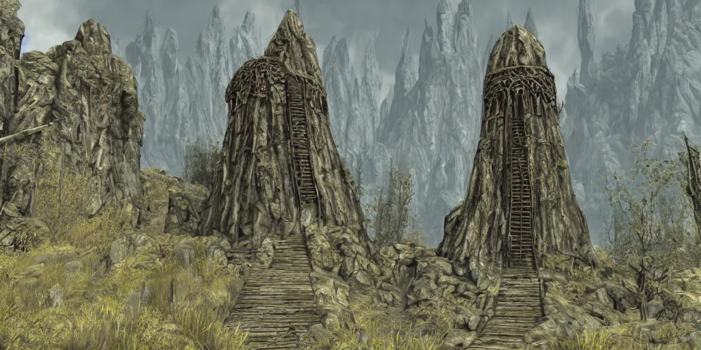 Prompt: telvanni wizard's tower, washington state