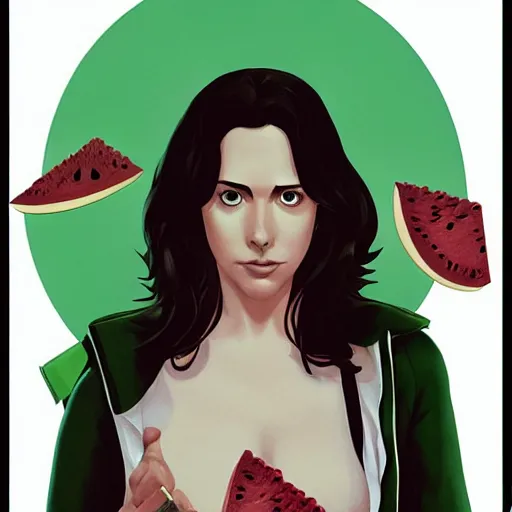 Image similar to attack of the killer melons, poster movie, by phil noto