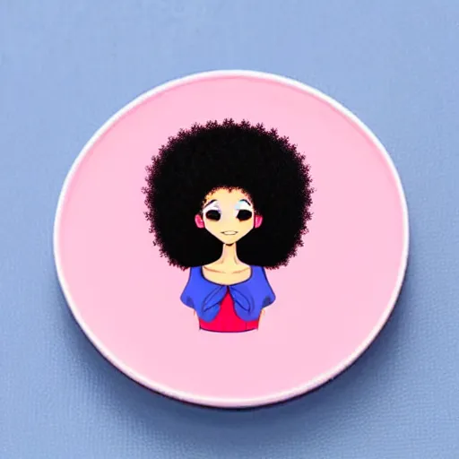 Image similar to a cute 2 d hair barrette character, afro, design, detailed