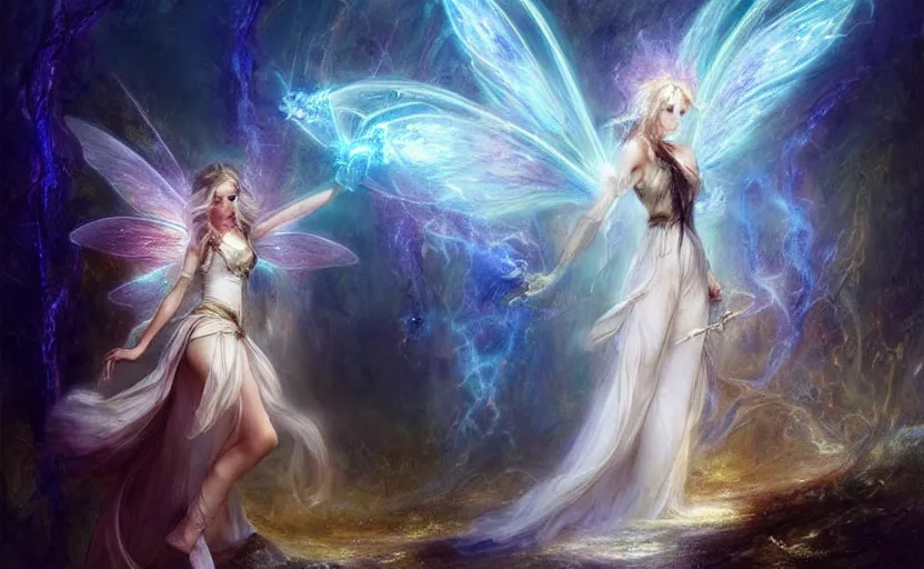 Image similar to the fairy rebellion. by artstation trending, by joseph mallord william turner, luis royo, konstantin razumov, cinematic lighting, fractal flame, highly detailed