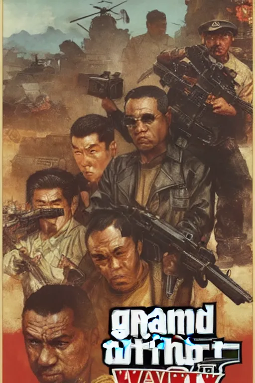 Prompt: Movie poster of Grand Theft Auto China Town Wars, Highly Detailed, Dramatic, eye-catching, A masterpiece of storytelling, by frank frazetta, ilya repin, 8k, hd, high resolution print