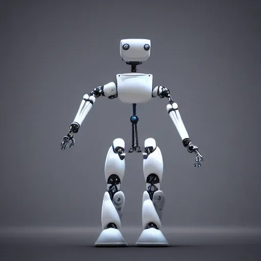 Image similar to 3 d render of robot with it's arms up, blender render, fully in frame