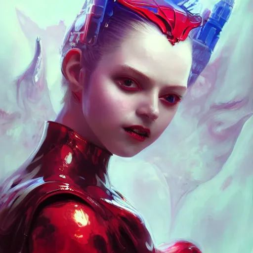 Prompt: A masterpiece portrait of a futuristic cyberpunk royal baroque goddes red devil succub girl with demon wings. trending on artstation, digital art, by Stanley Artgerm Lau, WLOP, Rossdraws, James Jean, Andrei Riabovitchev, Marc Simonetti, Yoshitaka Amano