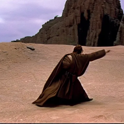 Prompt: obi wan kenobi falling over