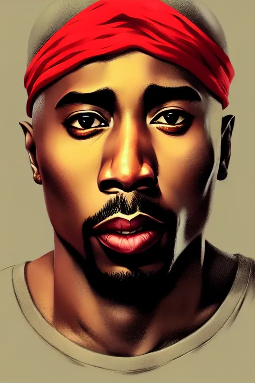 Image similar to 2 pac, manga cover art, detailed color portrait, artstation trending, 8 k, greg rutkowski