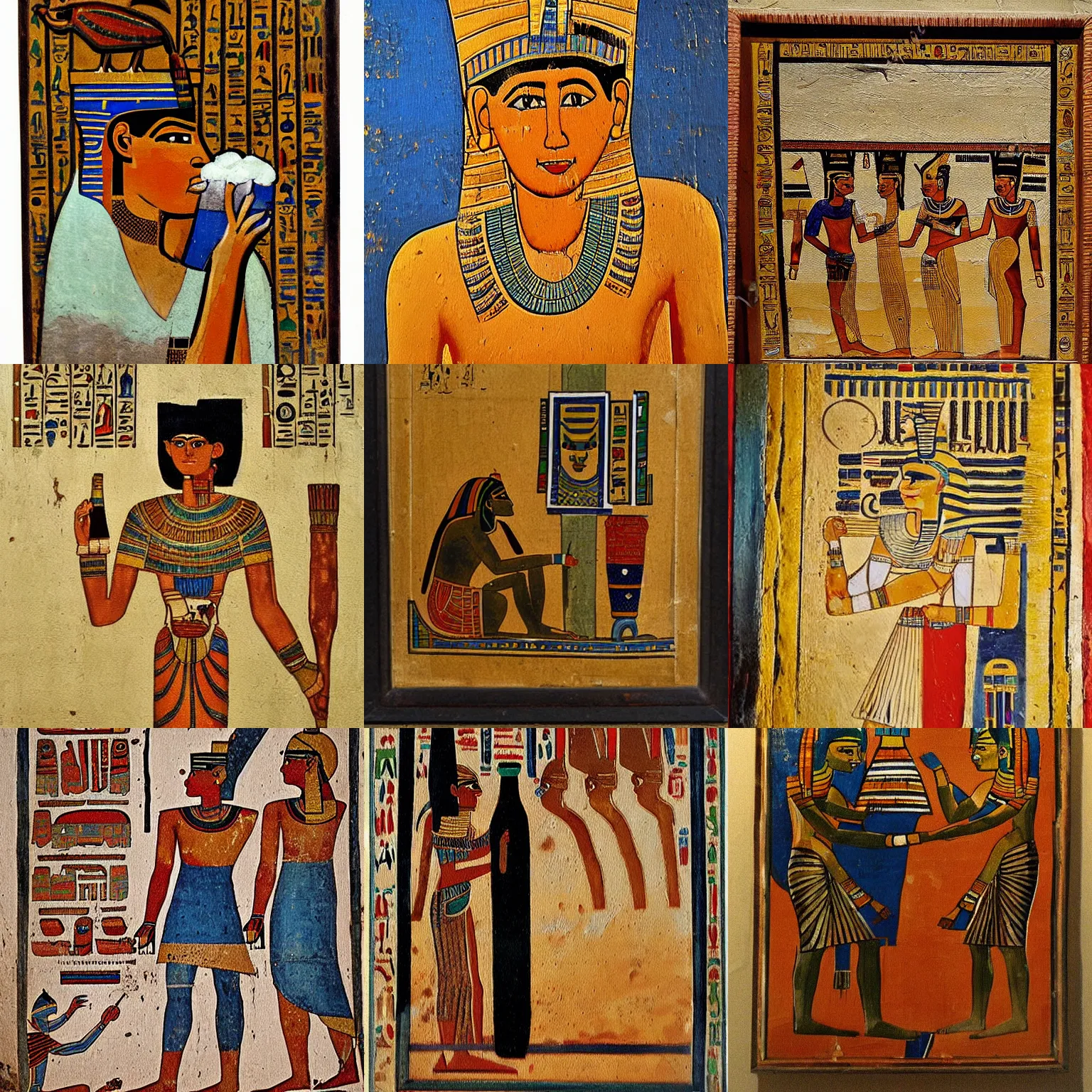 Prompt: Bottle of beer, old egyptian painting