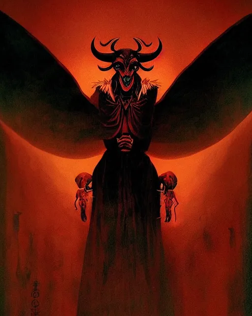 Image similar to baphomet, evil, horror wallpaper aesthetic, portrait, cinematic, dramatic, super detailed and intricate, by koson ohara, by darwyn cooke, by greg rutkowski, by satoshi kon