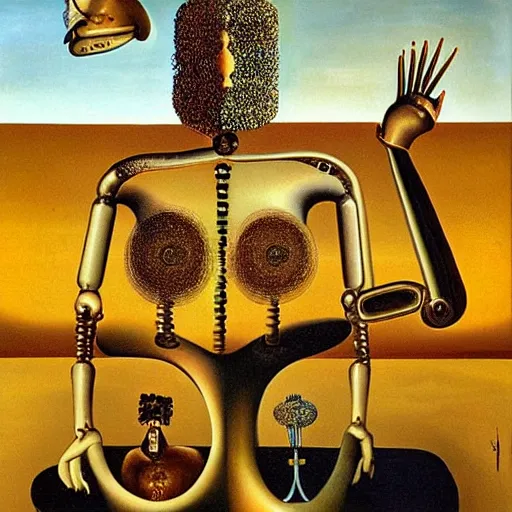 Image similar to Artificial intelligence portrayed in an artwork by Salvador Dali