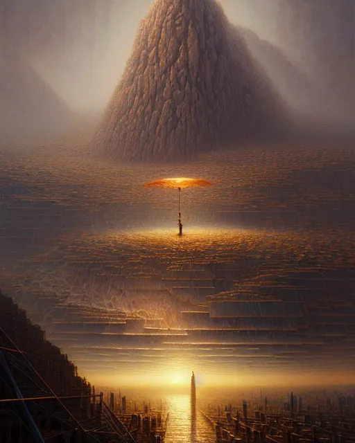 Image similar to a hyper - detailed 3 d render like a oil painting of the construction of a unified theory, surrealism!!!!! surreal concept art, lifelike, photorealistic, digital painting, aesthetic, smooth, sharp focus, artstation hd, by greg rutkowski, bruce pennington, valentina remenar and asher duran,