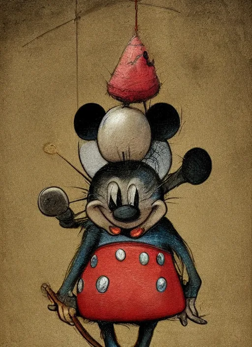 Prompt: mickey rat painted by hieronymus bosch, detailed digital art, trending on Artstation