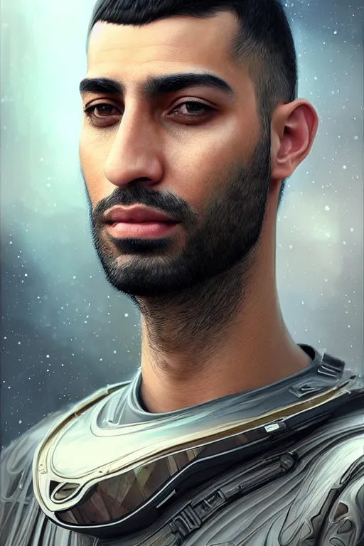 Prompt: epic professional digital art of handsome arab male starship engineer, by leesha hannigan, iris van herpen, artstation, cgsociety, wlop, epic, much wow, much detail, gorgeous, detailed, masterpiece
