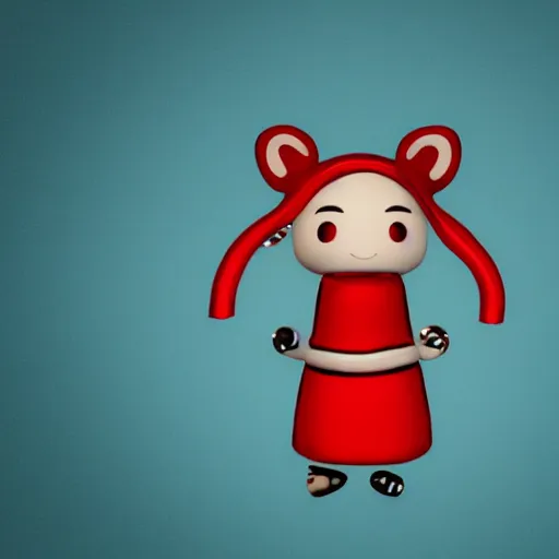 Prompt: simple, cute, cyan crystal character wearing a red cloth strip, 4K HD