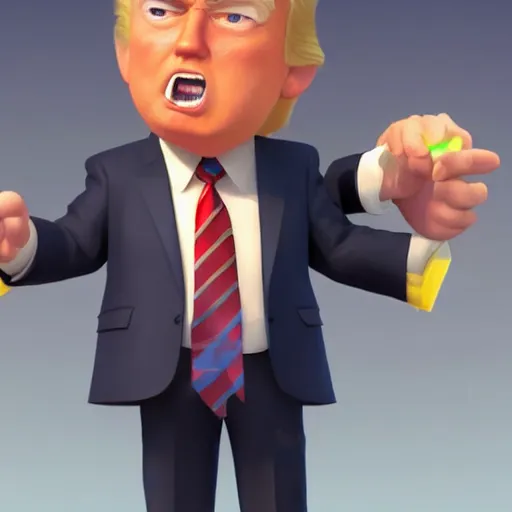 Prompt: a wholesome animation key shot of chibi donald trump, pixar and disney animation, sharp, very detailed, high resolution, rendered in unreal engine 5, key art by greg rutkowski, bloom, dramatic lighting