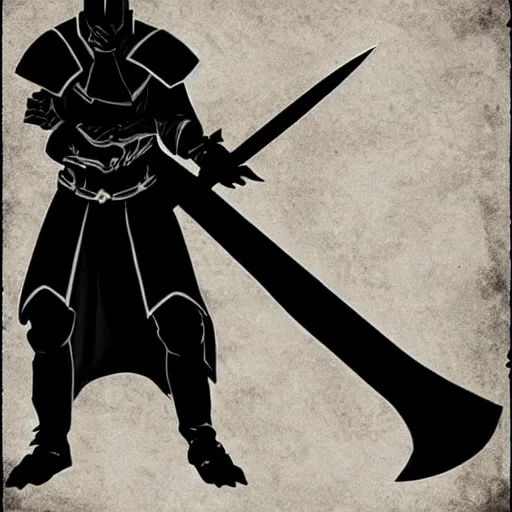 Image similar to an evil black sword, on a blank background. dungeons and dragons illustration