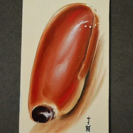 Image similar to high quality vintage brush painting of hot dog and coke by isami kondo