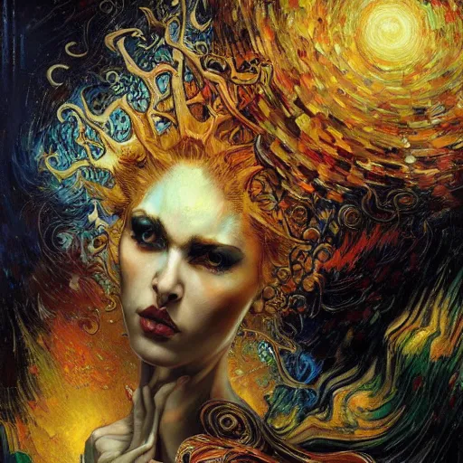 Image similar to Divine Chaos Engine by Karol Bak and Vincent Van Gogh