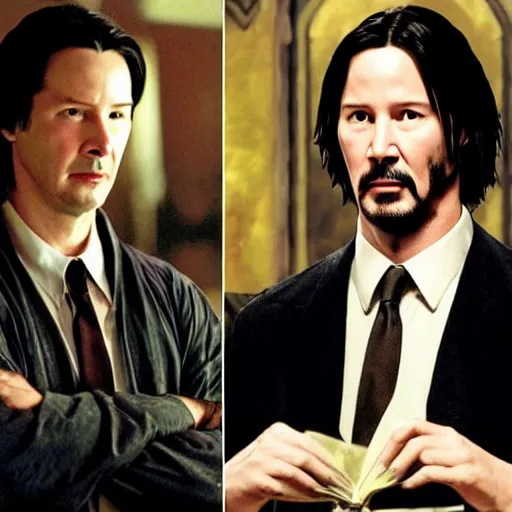 Image similar to keanu reeves as harry potter