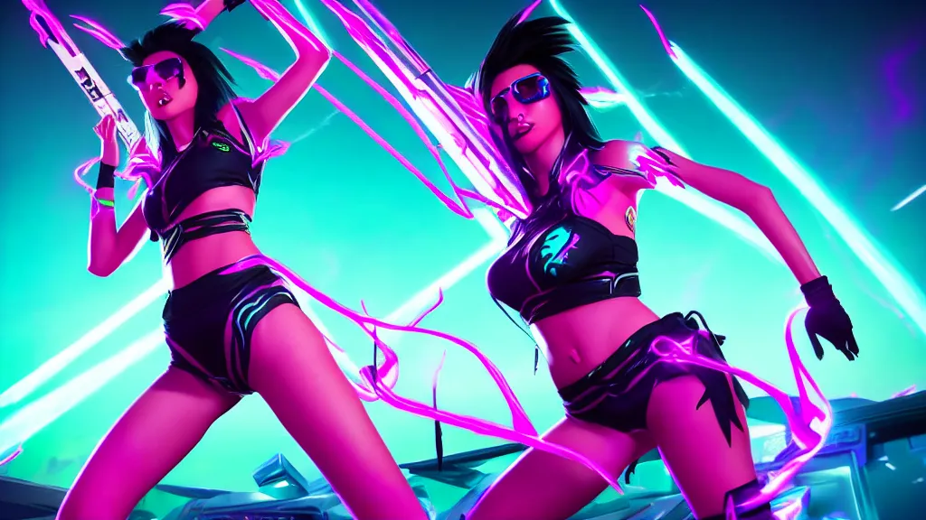Prompt: synthwave akali, league of legends