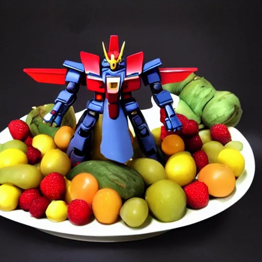 Image similar to gundam made of fruits