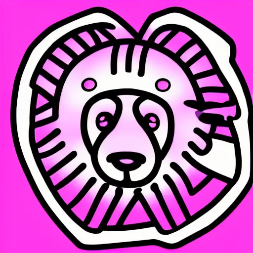 Image similar to a cute pink fluffy vector podcast logo of a streaming bear, golden ratio, iconic, award winning, line art, bold, playful