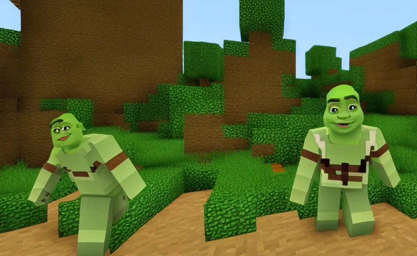 Prompt: shrek minecraft