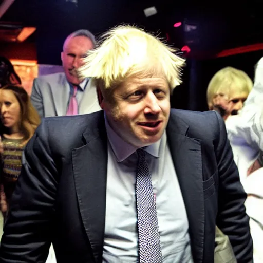 Prompt: boris johnson at a discotheque, afro, hd