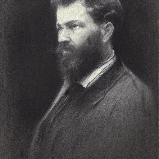 Prompt: portrait of an occult detective by alfred stevens in charcoal