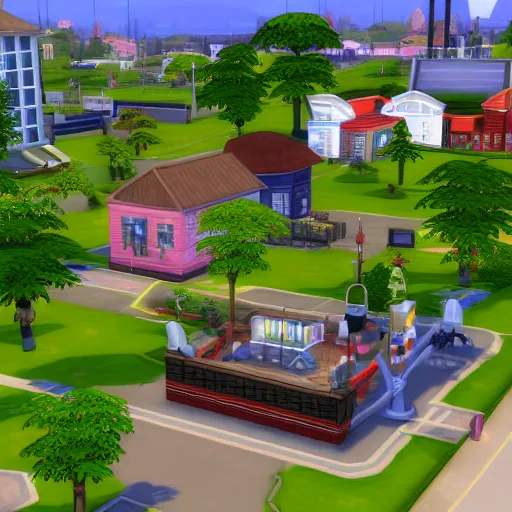 Prompt: sims 2 strangetown in the style of sims 4