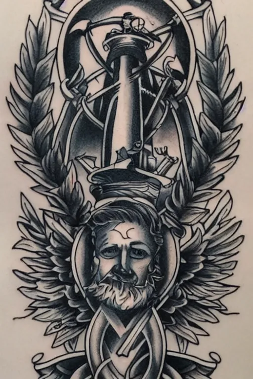 Image similar to American traditional tattoo of a sailor