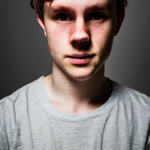 Prompt: a photo portrait of a young English man facing the camera, centred, upper body, 8k, high quality, flickr