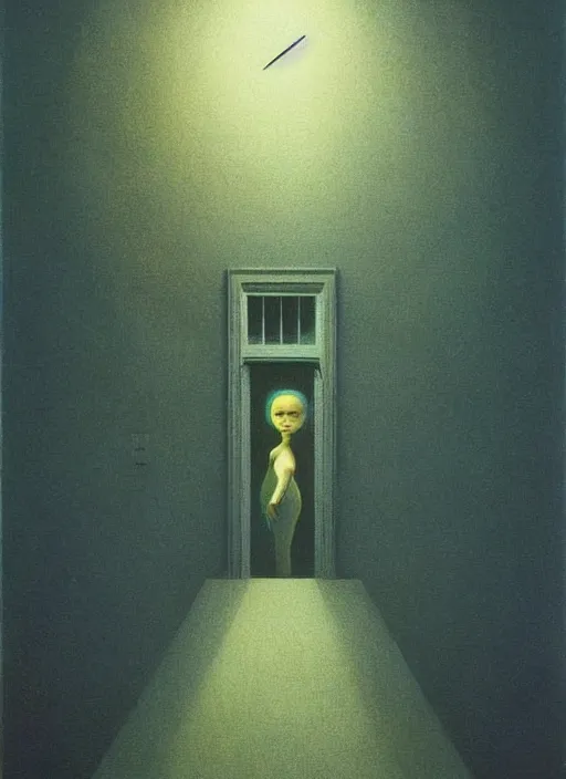 Image similar to inside a time machine traveling at speed of light, Edward Hopper and James Gilleard, Zdzislaw Beksinski, Mark Ryden, Wolfgang Lettl highly detailed, hints of Yayoi Kasuma