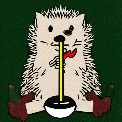 Image similar to sick hedgehog with a thermometer in its mouth anime, cute, adorable