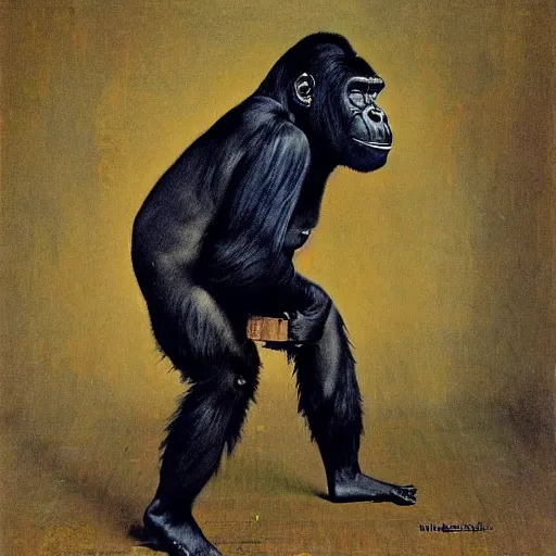 Image similar to “A smiling gorilla by Norman Rockwell”