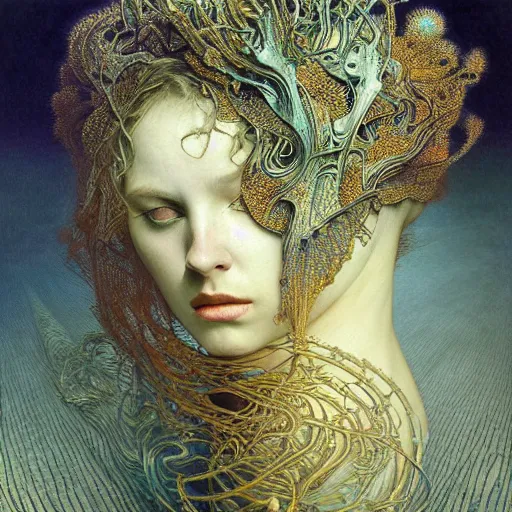 Prompt: queen of jupiter by zdzisław beksinski, iris van herpen, raymond swanland! and alphonse mucha. highly detailed!, hyper - real, beautiful!