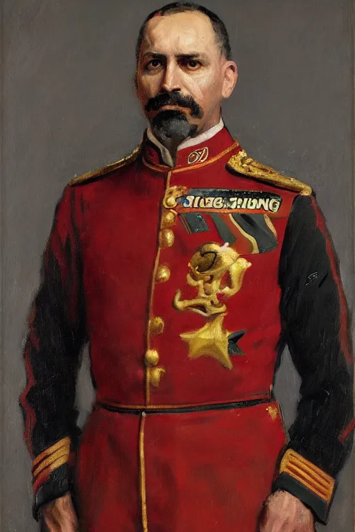 Image similar to full body portrait of the dictator of the sacramento kings, 1 8 8 9, in full military garb, oil on canvas by william sidney mount, trending on artstation