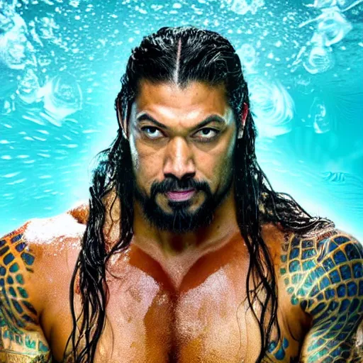 Image similar to portrait of roman reigns as aquaman, under the ocean