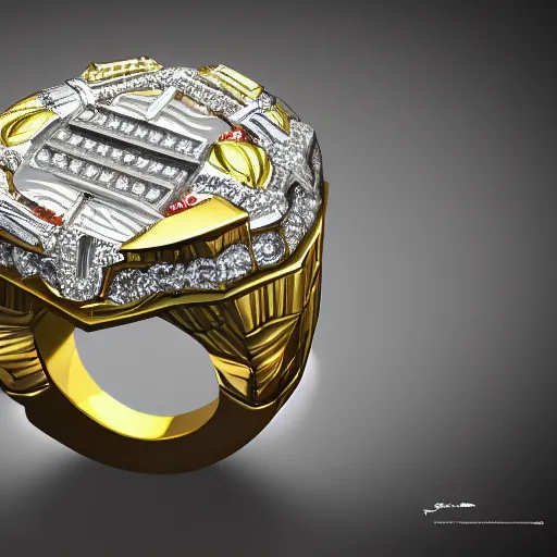 Prompt: Benfica championship ring, diamonds, rubys, smooth lighthing, ultradetailed, 4k, trending on artstation, devianart and cgsociety, concept art