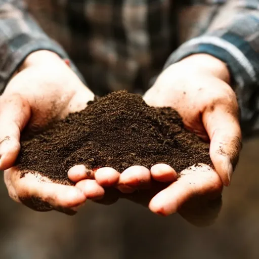 Image similar to man with a handful of dirt in his hand about to put it in his mouth