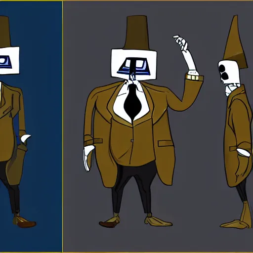 Image similar to grim fandango art style character concept