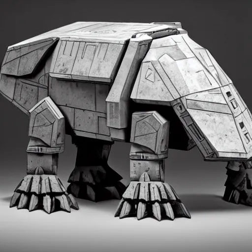 Image similar to a fusion between the tarrasque and an AT-AT, flat grey color, CG