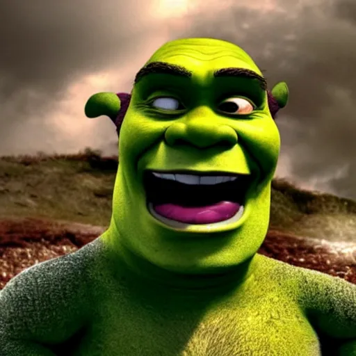 Image similar to shrek as an evil car