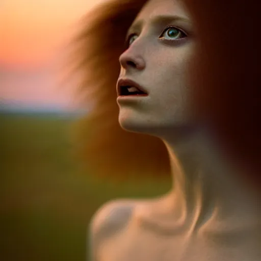 Prompt: photographic portrait of a stunningly beautiful english renaissance screaming banshee female in the hebrides in soft dreamy light at sunset, soft focus, contemporary fashion shoot, hasselblad nikon, in a denis villeneuve movie, by edward robert hughes, annie leibovitz and steve mccurry, david lazar, jimmy nelsson, hyperrealistic, perfect face