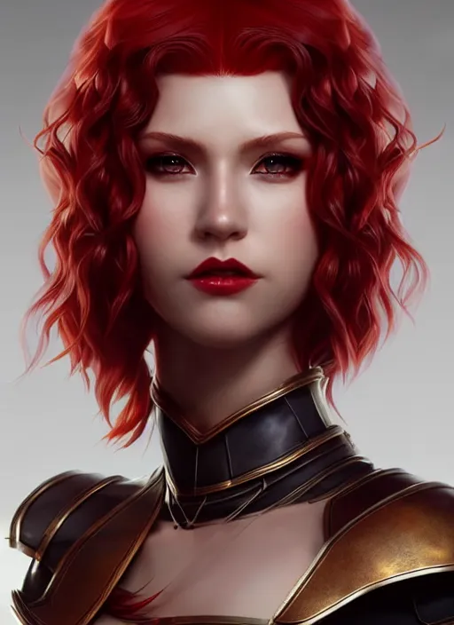 Prompt: leather armor beautiful and elegant curly red hair female elf gorgeous ayes character concept art, sharp focus, octane render! unreal engine 5! highly rendered!! trending on artstation!! detailed linework!! illustration by artgerm, wlop, and chie yoshii