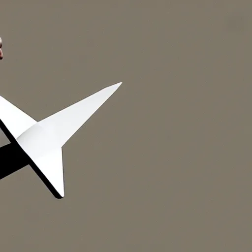 Image similar to The new Telegram logo in the form of a man launching a paper airplane, streamlined shape, streamlined shape, modern plane design, with streamlined white background, symmetrical shape, high quality,