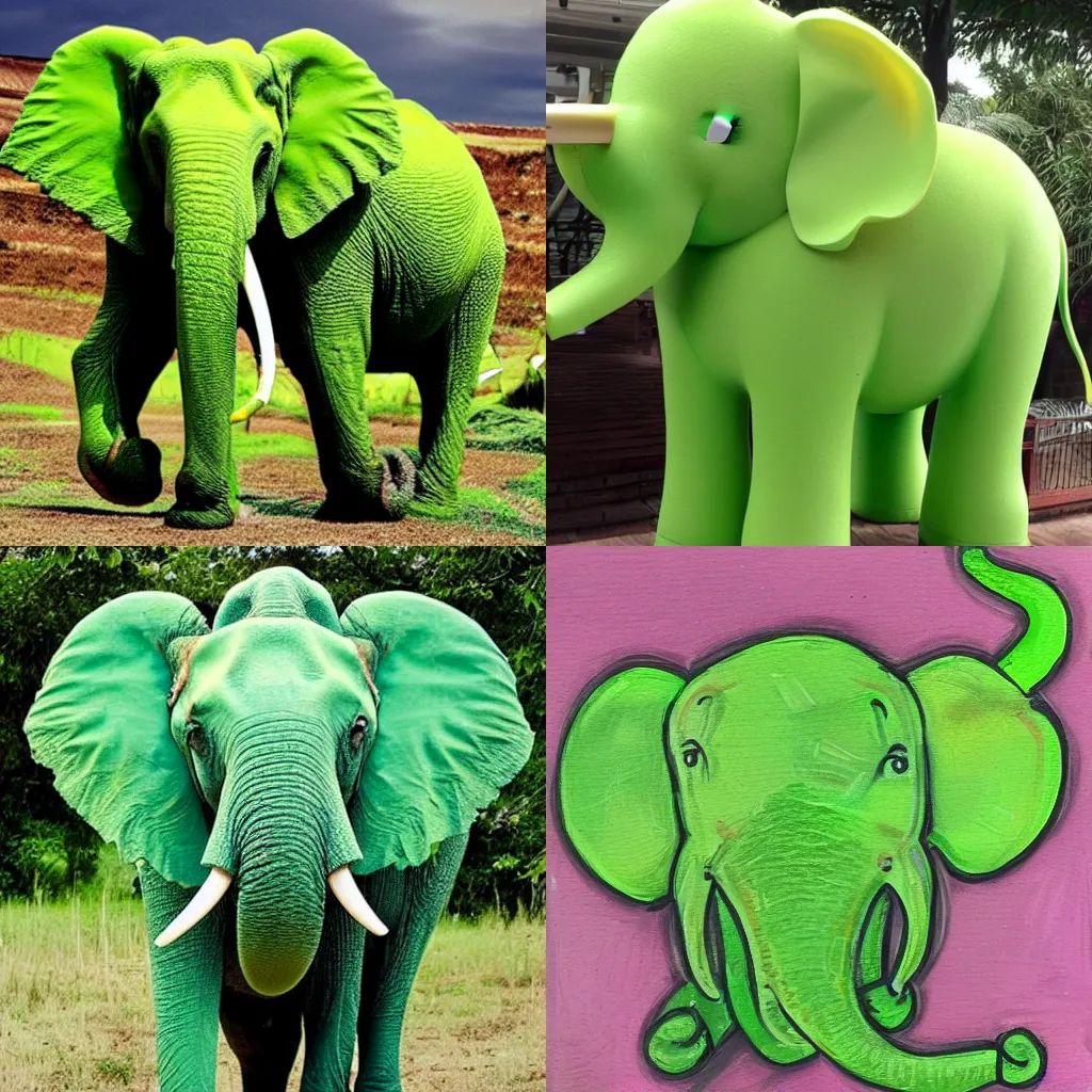 Prompt: a lime green elephant