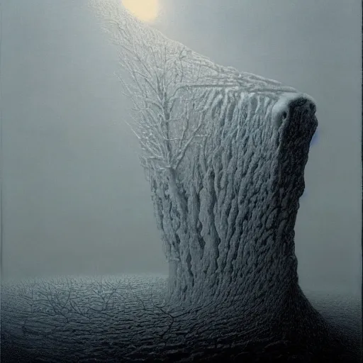 Prompt: the extreme winter by Zdzisław Beksiński