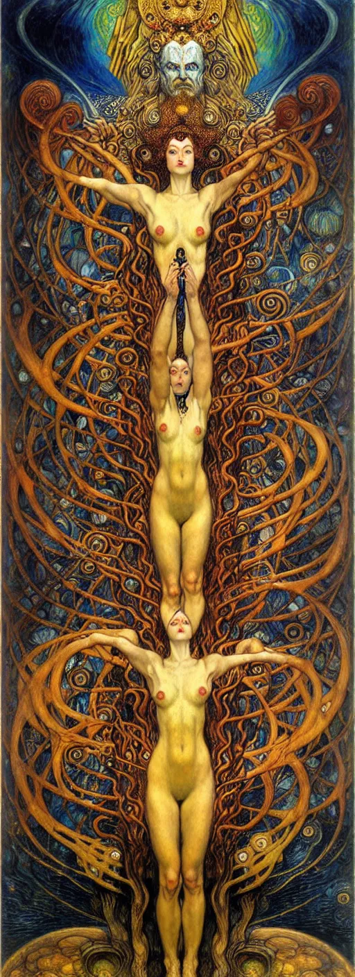 Image similar to Divine Chaos Engine by Karol Bak, Jean Delville, William Blake, Gustav Klimt, and Vincent Van Gogh, symbolist, visionary