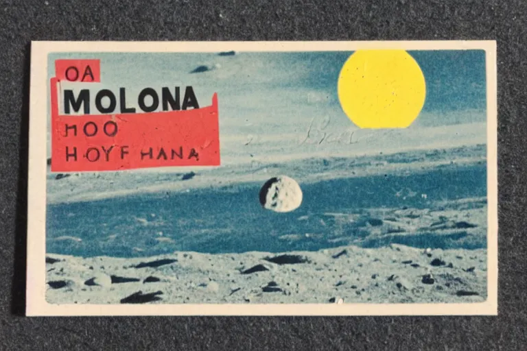 Prompt: a postcard sent by somebody holidaying on the moon