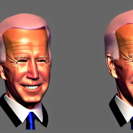 Prompt: low poly 3d render of joe biden with red hair